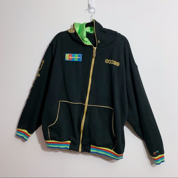 yellow red blue green hoodie